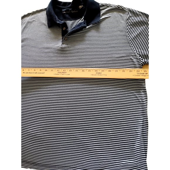 Kenneth Roberts Navy Blue Polo Shirt Men's XL Striped Polo 100% Cotton - Picture 5 of 6